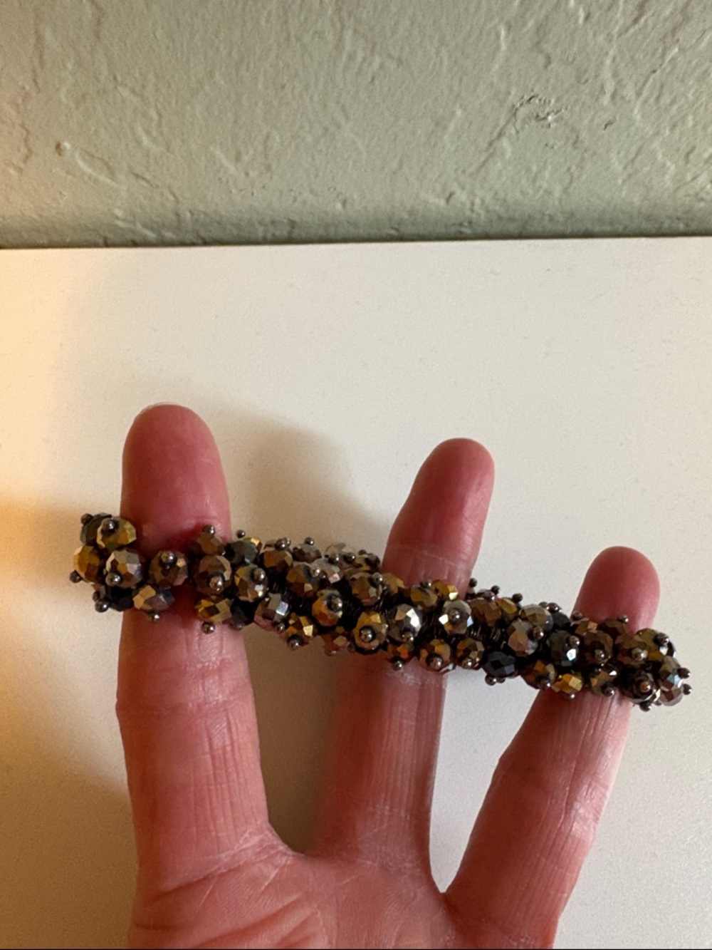 Multi-strand Faceted Bead Necklace and Bracelet Set - Gold and Black Tones - Picture 3 of 3